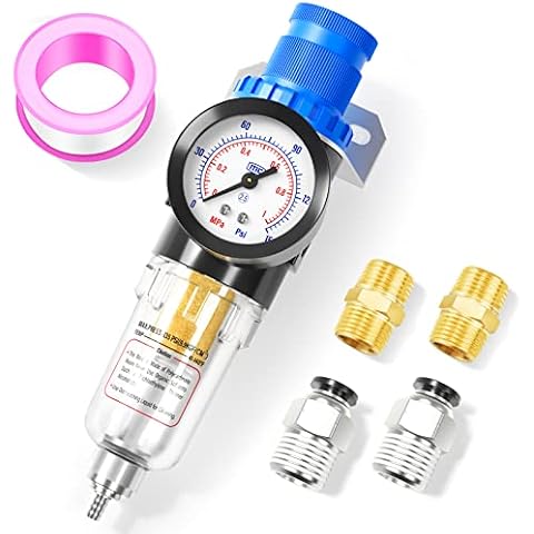 TAILONZ PNEUMATIC 1/4 Inch NPT AFR2000 Air Filter Pressure Regulator Kit(0 to 145 Psi) Air Tool Compressor Filter with Gauge Cover