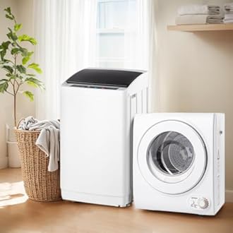ROVSUN 17.8LBS Full Automatic Washing Machine and 1.5CuFt Portable Clothes Dryer Set, Compact Laundry Washer and Dryer Combo Set with Stainless Steel Inner Tub, for Apartment, Dorms, Home