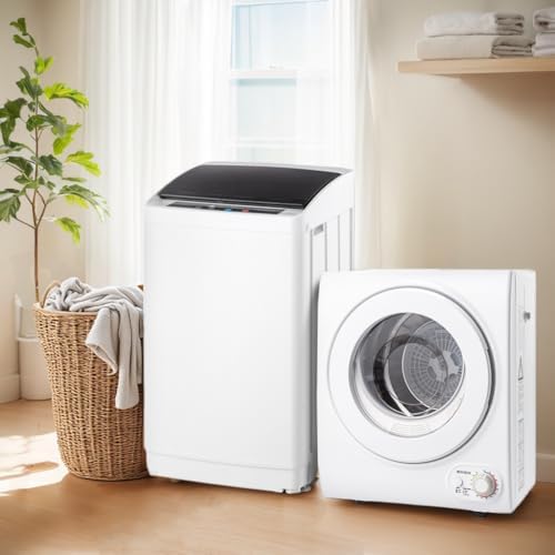 ROVSUN 17.8LBS Full Automatic Washing Machine and 1.5CuFt Portable Clothes Dryer Set, Compact Laundry Washer and Dryer Combo Set with Stainless Steel Inner Tub, for Apartment, Dorms, Home - 1