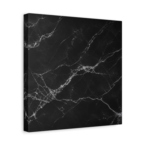 Tableau deco salon moderne marbre noir et blanc toile carree 30cm