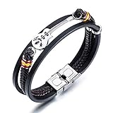 Airlove Herren Lederarmband Herren Gitarre Armband Mehrschichtiges geflochtenes Armband Lederschnur, 22 cm, Leder