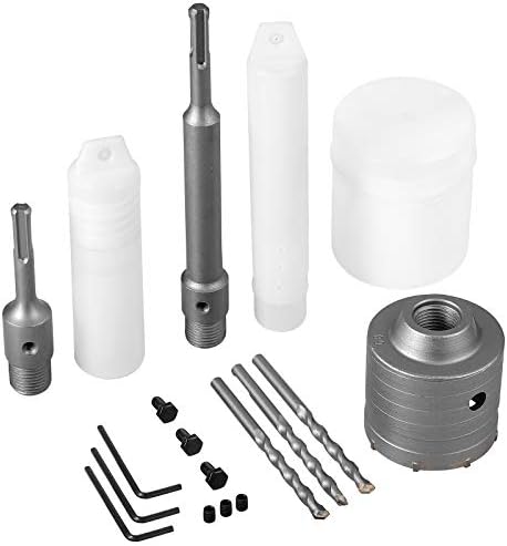 EYPINS Core Drill Bit for Hammer Drill, Hole Saw ø 68 mm with 3 Pcs Ø 8 * 110 mm Hole Saw Center Drills and SDS Plus Adapter 110 mm + 220 mm Extension Rods for Masonry Concrete