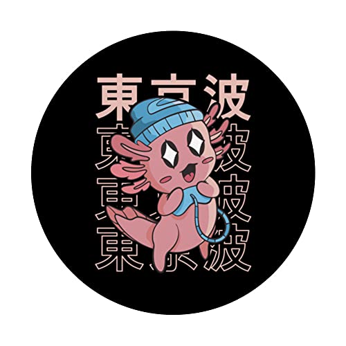 Kawaii Axolotl Gaming Japanese Aesthetic Girls Teen Anime PopSockets Swappable PopGrip, Black - Image 3
