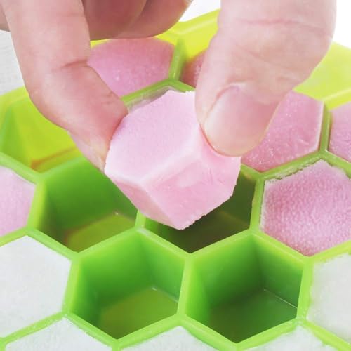 Image of GETZET Silicone Reusable Ice Cube Flexible Tray with Stackable Design, Ice Cube Chocolate Maker, Ice Trays for Colddrinks, Freezer Moulds Storage Ice Cube Tray - Multicolor. (37 Cavity)