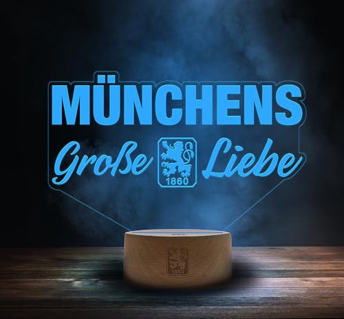 TSV 1860 München MGL LED Lamp Light with Wooden Base, Blau