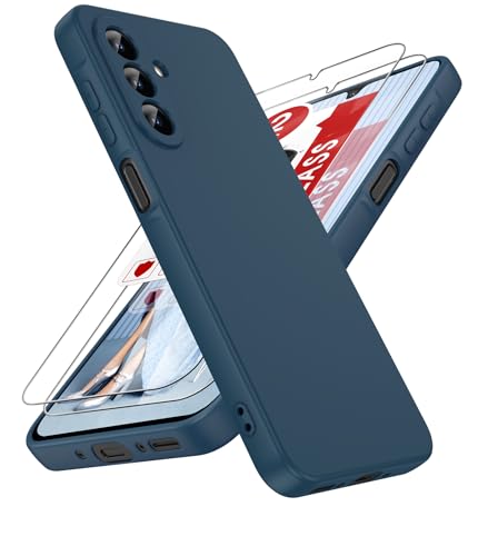 Coque Samsung A26 5G silicone bleu LeYi avec 2 verres trempés