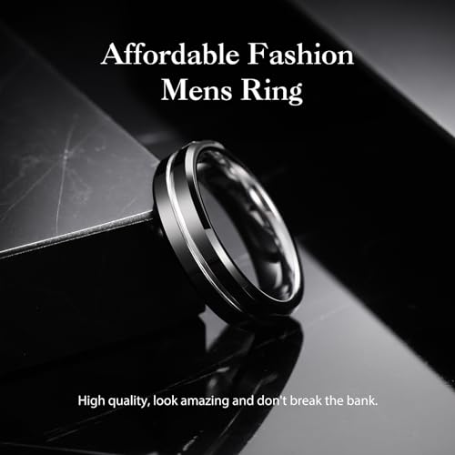 Image of King Will Tungsten Carbide Wedding Band for Men Women-6 /8 /10mm Width Multicolor Available with Grooved Center Wedding Ring Suitable for Work, Gym Comfort Fit Size 4-16