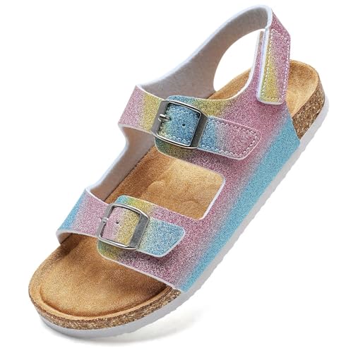 Image of Torotto Toddler Kids Sandals Boys Girls Cork Footbed Sandals with Adjustable Buckle Casual Slides Open Toes Flat