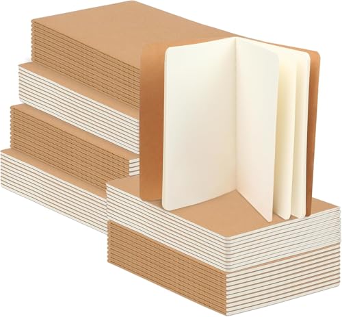 Sixstore Paquete de 48 cuadernos pequeños de papel kraft en blanco, diarios para niños, artistas, dibujo, cuaderno de bocetos, suministros de oficina, sin forro, tamaño: 9 x 13 cm, 22 hojas cada una
