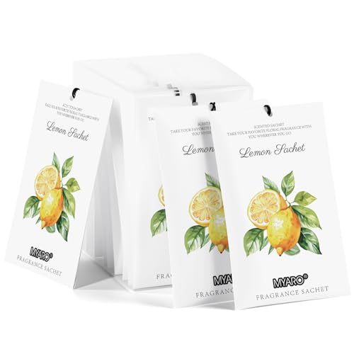 Image of MYARO 12 Packs Lemon Scented Sachets for Drawer Closet Bathroom Odor Eliminator - Fresh Home Fragrance Car Air Frehener