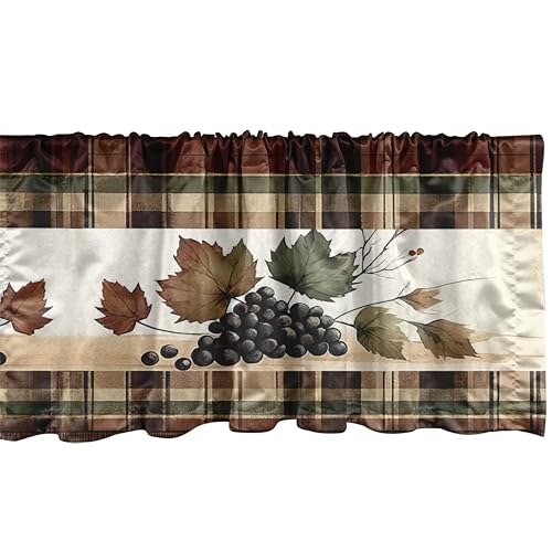 Ambesonne VALPANO-2_SD2612_18X54 Autumn Leaves Window Valance Pack Of 2, Modern Fall Season Leafy Berry Huddle cover