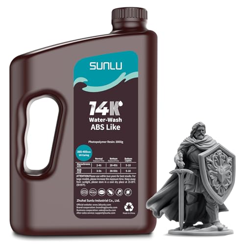 Image of SUNLU 14K Water-Wash ABS Resin 3000g, High Precision for Miniatures, Water-Washable & Tougher Than ABSLIKE Resin, Fast Curing for LCD /DLP /SLA 3D Printers, 3KG Dark Grey