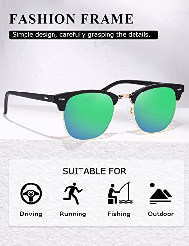 Image of AEVOGUE Polarized Semi Rimless Sunglasses for Men Women, Retro UV400 Sun Glasses for Driving Outdoor