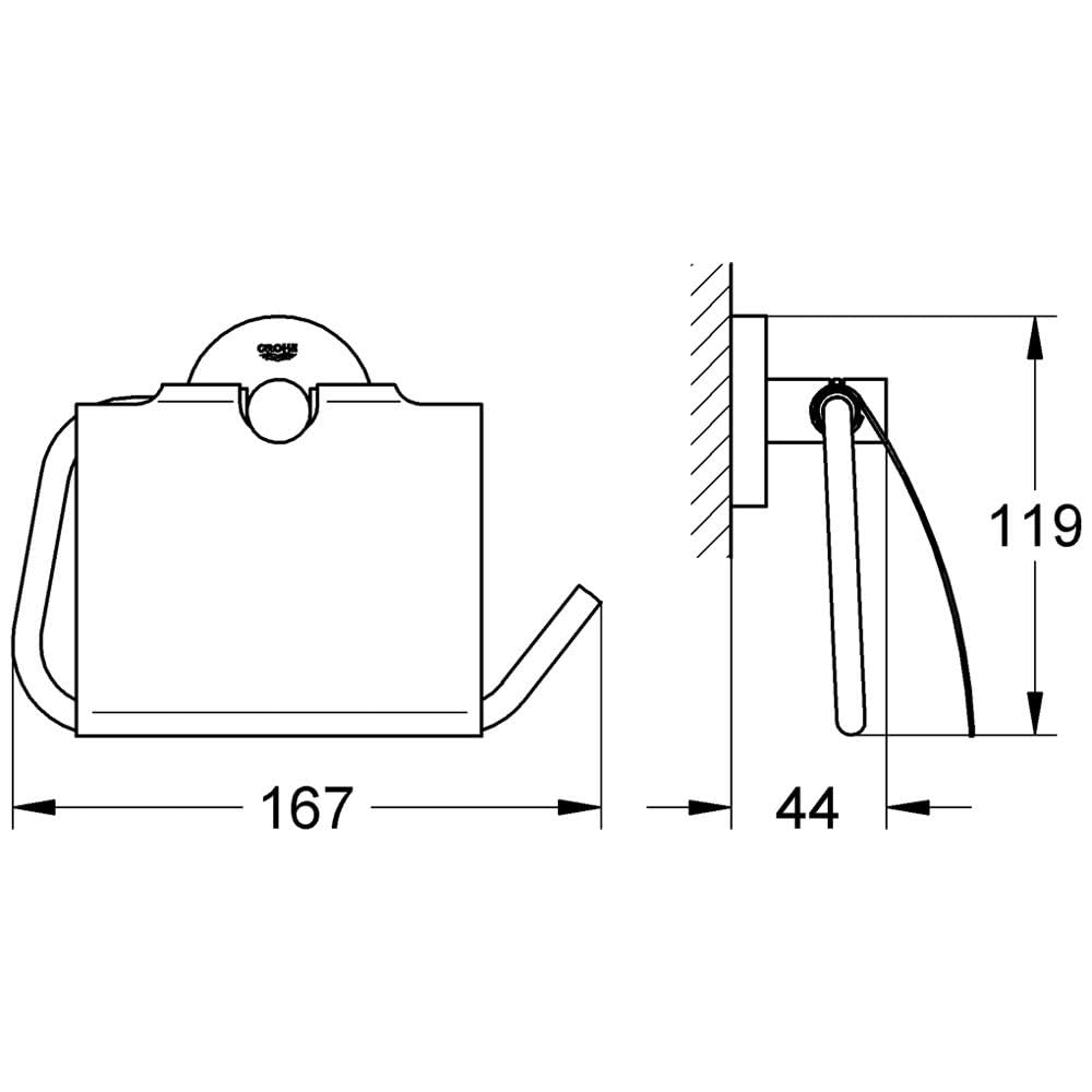 GROHE Essentials - uchwyt na papier toaletowy (z pokrywką, nadaje się do wiercenia lub klejenia, trwała powierzchnia), twardy grafit, 40367A01