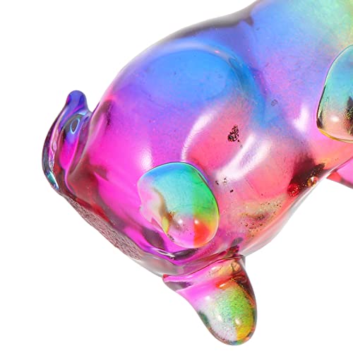 Supvox Mini Blown Glass Bunny Figurine Colorful Hand Blown Glass Rabbit Crystal Animal Statue Paperweight Ornament Collectible For Car Table Decor #TOP6