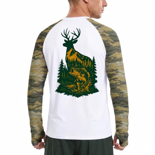 Riverruns Men's Camo Raglan Sleeve Graphic Shirt, UPF50+ Outdoor Top - image 2
