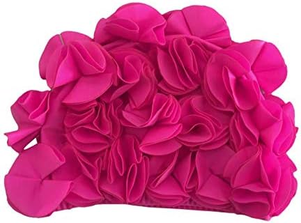 レトロ花びらキャップ - フラワースイムキャップ (ローズ)