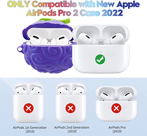 Minscose Cute Airpod Pro 2 Case With Keychain , 3D Anime One Piece Element Kawaii Design Soft Silicone Smooth Shockproof Compatible With Airpods Pro 2Nd Charging Case For Girls Women (Devil Fruit) #TOP1