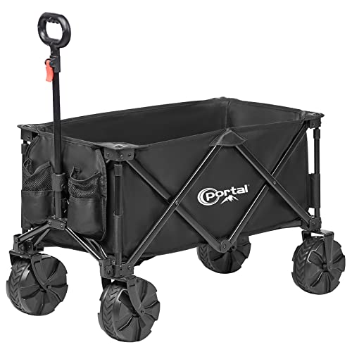 Carrello Spiaggia YITAHOME Pieghevole - Tavolo, Portabevande, 220 Lbs Capacit&agrave;, Nero