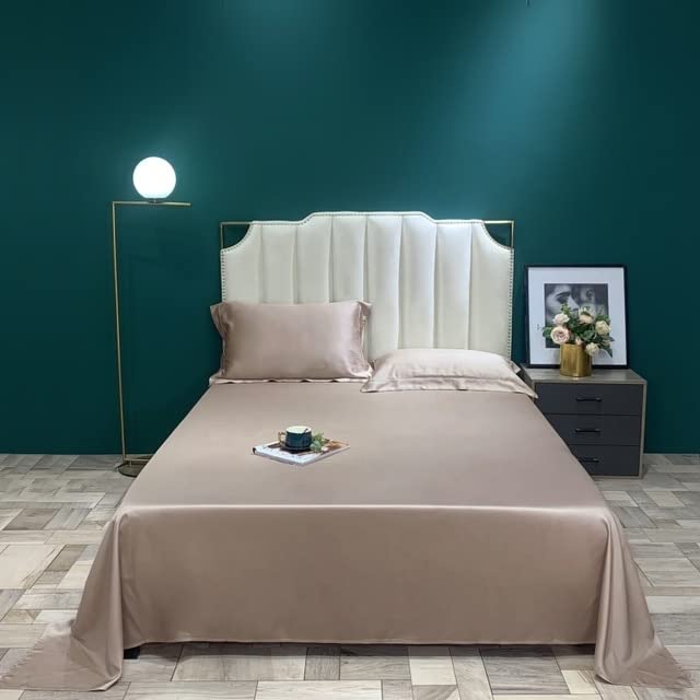 Drap plat en soie thermorégulateur drap de lit de couleur unie king size