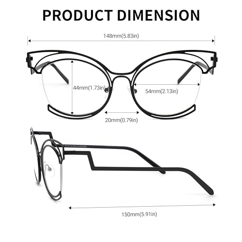 Image of VOOGLAM Oversize Cat Eye Eyeglasses for Women with Non-prescription Clear Lens Maggie GM0340