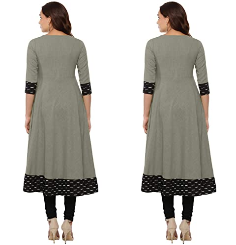 Image of NATEK Cotton Anarkali Printed Border Kurtis for Women Combo Pack of 2