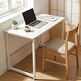 N&S パソコンデスク シンプルデスク 幅60cm 奥行37cm 高さ73cm 補強バー付き 省スペース 組立簡単 在宅ワーク 学習机 書斎 ホワイト SZ04