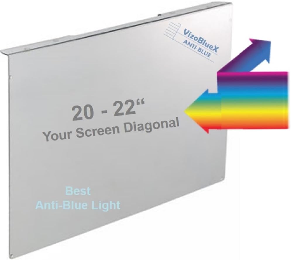 VizoBlueX 20 -21-21.5 -22 inch Anti-Blue Light Filter for Computer Monitor. Blue Light Screen Protector Blocking Panel 19.5“x 12.1” for LCD TV PC Mac iMac