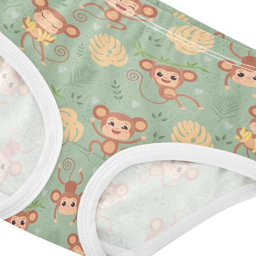 Little Girl Underwear Toddler Panties Kids Undies Monkey Cartoon Soft Cotton Briefs 2T-8Y4