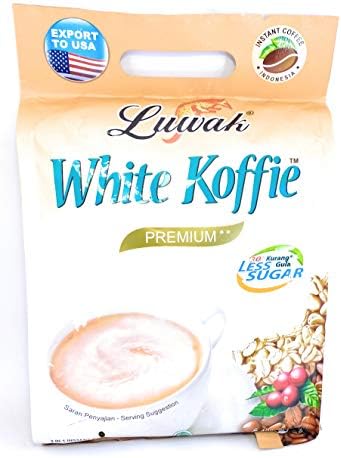 Kopi Luwak White Koffie Premium Less Sugar Coffee 20-ct, 400 Gram (Pack of 4)