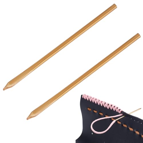 AHANDMAKER 2Pcs Brass Sewing Leather Needle, 2.2 Inches Long Jumbo Shoe Lace Needles for Leathercraft Manual Lacing Threading Tool for Leather Sewing Repairing Weaving Bags Making DIY Crafts