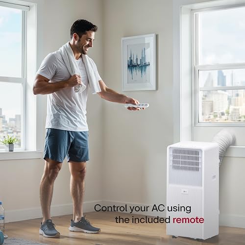 Image of LG 8000 BTU (DOE) / (11000 ASHRAE) Portable Air Conditioner Cools 350 Sqft Easy Install, Remote Control, LCD Display, Washable Filter Eco-friendly AC Unit, White LP0825WFR