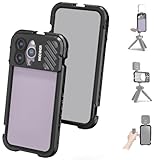 NEEWER Video Rig Cage for iPhone 14 Pro Max with Cold Shoes, 1/4' Tripod Mount, Aluminum Smartphone Video Rig Mobile Phone Stabilizer Compatible with Moment Lens Mount for Videography/Vlog, PA011