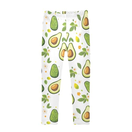 Cartoon Avocado Flower Girls Leggings Soft Stretch Workout Yoga Dance Pants for Kids Casual Tights