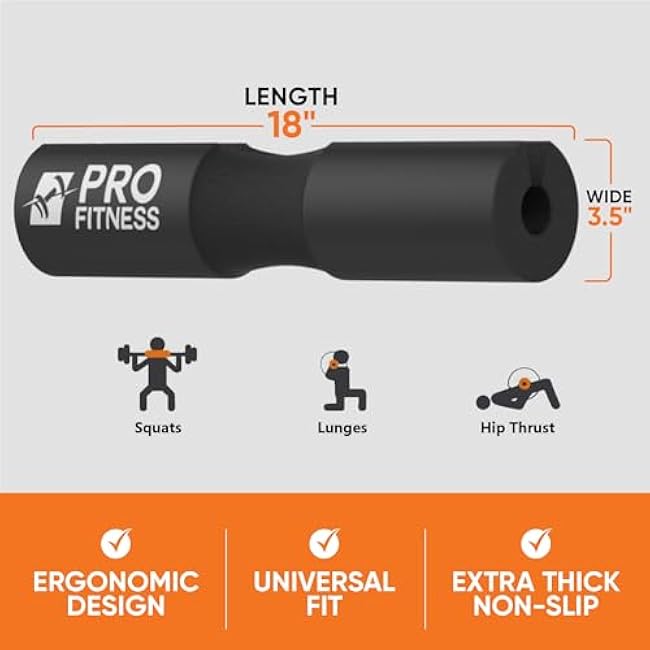 ProFitness Barbell Pad, Hip Thrust Pad - Bar Pad for Squats, Lunges & Hip Thrusts - Barbell Cushion Squat Pad For Olympic or Standard Bars