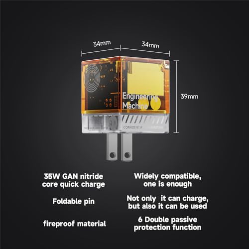 Image of 35W Fast Charger Power Adapter Wall Charger USB-C GaN Power Charging Technology Sense Type-C Fast Charging Multi Compatible Charging Foldable Pin Small and Easy to Carry (Soul Orange)