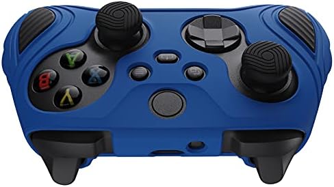PlayVital Scorpion Edition Two-Tone Anti-Slip Silicone Case Cover for Xbox Series X/S Controller, Soft Rubber Case for Xbox Core Wireless Controller with Thumb Grip Caps - Blue & Black — view 7
