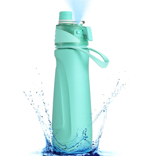 Water Bottle Insulated Stainless Steel - Misting & Drinking Cooling Function, Large 24OZ, BPA-Free, Leak-Proof, Durable & Dishwasher-Safe, Portable for Gym School Camp Sport Play Cycling Green