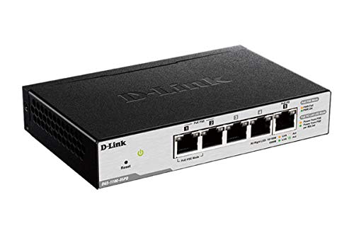D-Link PoE Switch, 5 Port Smart Managed Gigabit Ethernet Extender Internet Network Layer 2 Power Over Ethernet (DGS-1100-05PD)