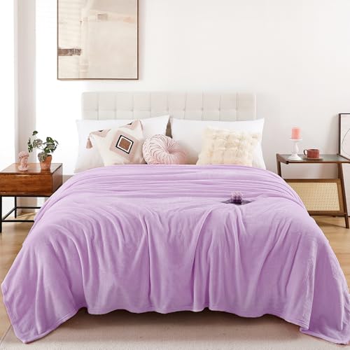 Throw Blanket for Bed Couch,King Size 108"x90",Lavender,Soft Cozy Warm