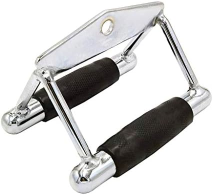 qibylift Deluxe LAT Pull Down Bar, Strength Training Deluxe Single Double D Handle Tricep Rope, V-Shaped Rotating Straight Press Down Bar for Weight Workout, Cable Machine Accessories (Rubber)