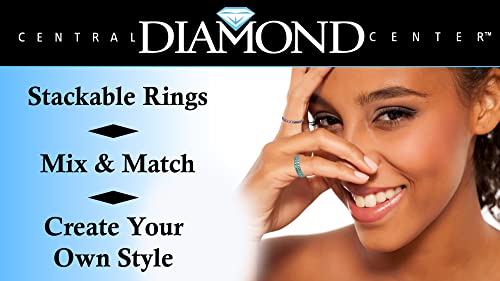 Central Diamond Center Stackable Birthstone Ring Band w/Simulated Birthstones, Sterling Silver2