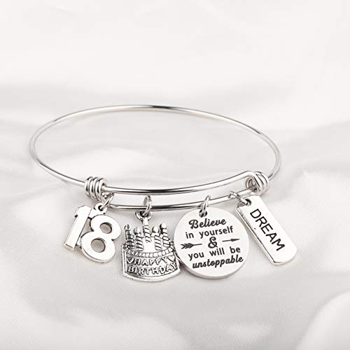 FUSTMW Birthday Bracelet 12th 13th 16th 18th Birthday Jewelry Gift Inspirational Bracelet Happy Birthday Gift For Daughter Best Friend (18th) - Image 3