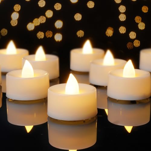 Amagic 12/24/50/100/150 Pack Battery Operated Tea Lights Candles, Fake Tealights Candles, Flameless LED Tea Lights for Halloween, Wedding, Votive, Festival, Table Decor(12 Pack, Warm White)