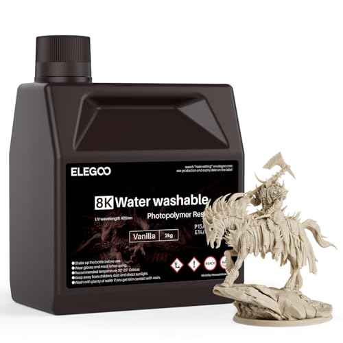 ELEGOO 8Kレジン 水洗い樹脂 405nm UV硬化レジン 高精度 Saturnシリアル 8K LCD 3Dプリンター用 バニラ 2000G（Amazon）