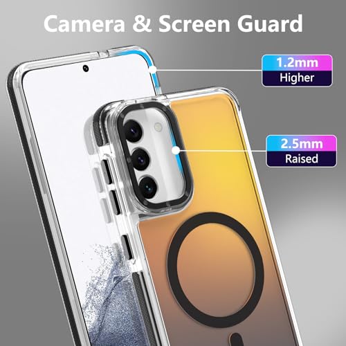 Image of Magnetic Case for Samsung Galaxy S22 [Compatible with Magsafe] [Cute Fashion Fluorescent Design] [1 Screen Protector] Slim Translucent Matte Case for Galaxy S22 6.1 inch, Black