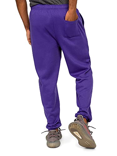 Victorious Men's Lightweight Fleece Drawstring Elastic Cuff Sweatpants Fl78 - Purple - 2X-Large #TOP2