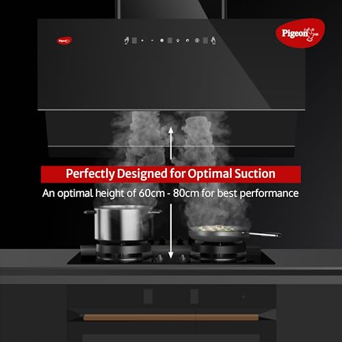 Image of Pigeon Xtream DLX 90 cm BLDC Slant Kitchen Chimney 1500 m3 /hr | Filterless Autoclean Kitchen Chimney | 12 Years Motor and 2 Years Comprehensive Warranty |Black | 9 Speed Touch Control + Motion Sensor