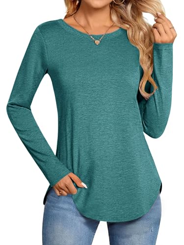 Zeagoo Langarmshirt Basic Longsleeve Tee Shirt Damen Longbluse Lässig Bluse Top Rundhals Oberteile Tunika Grün XL Zeagoo Langarmshirt Basic Longsleeve Tee Shirt Damen Longbluse Lässig Bluse Top Rundhals Oberteile Tunika Grün XL