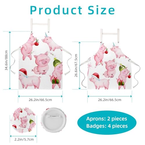 Tablier de cuisine cochon rose mignon lot de 2 avec broches amovibles